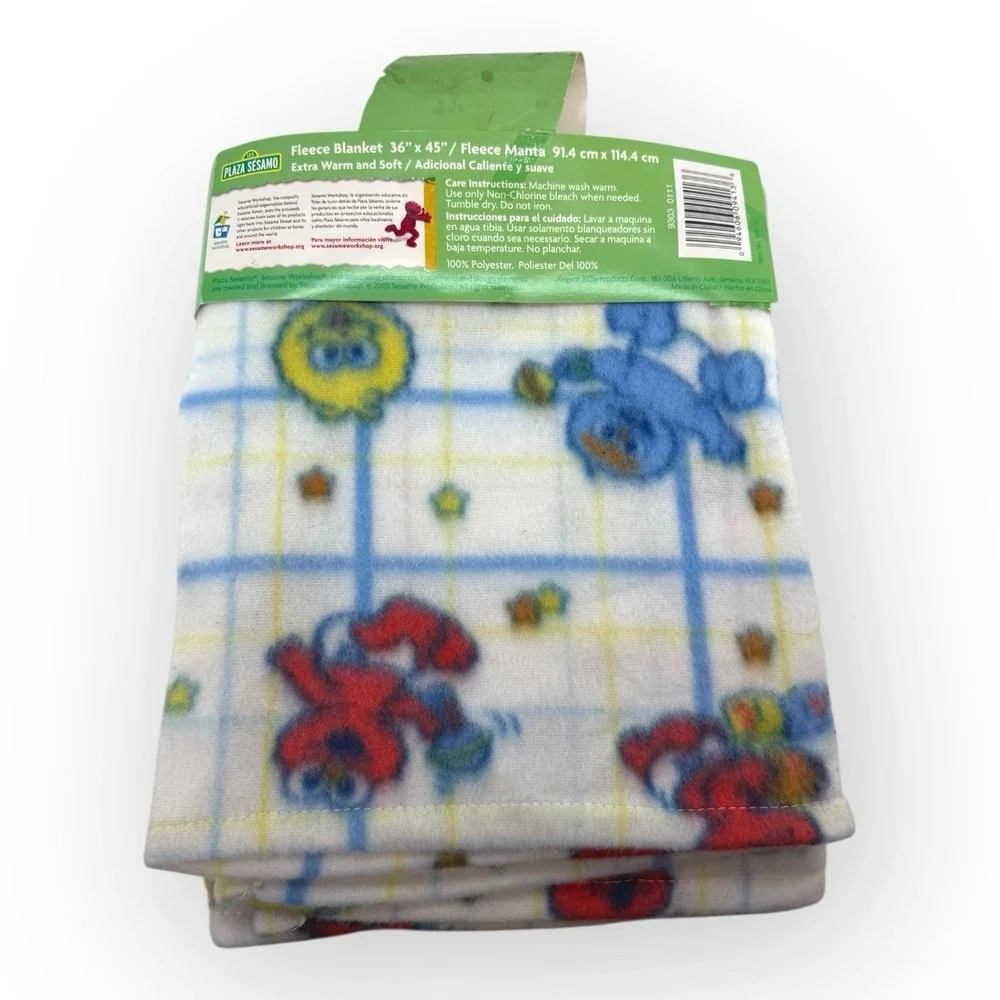 2005 Sesame Street Fleece Baby Blanket Elmo Big Bird Cookie Monster NOS VTG READ